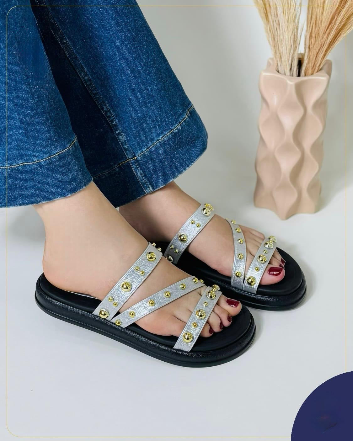 Black & Silver Sandals