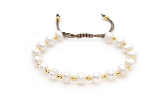 195 Pulseras hilo brown y perlas