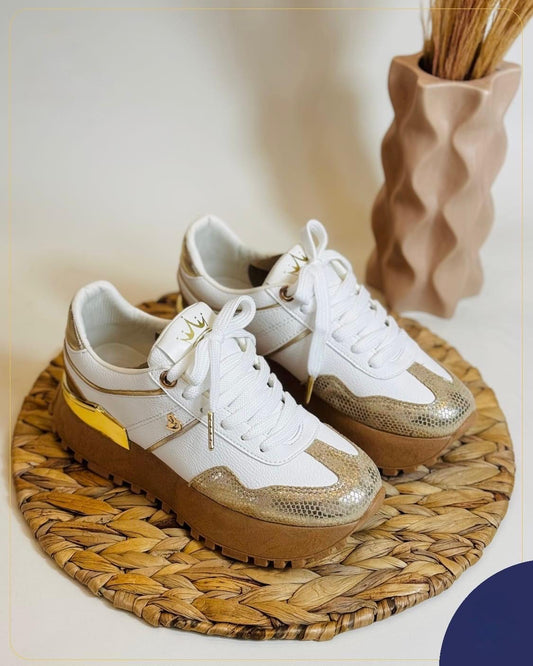 White & Gold Sneaker