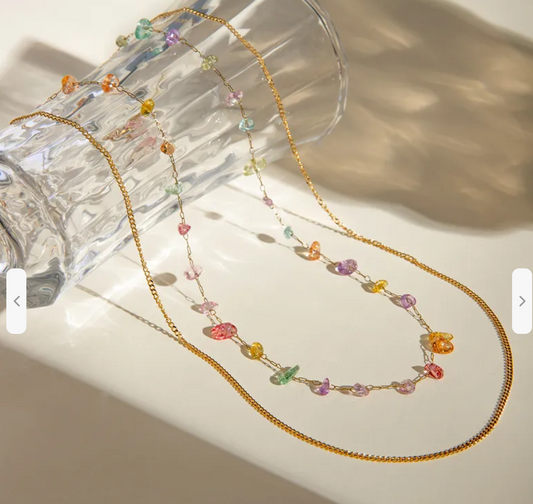 POS 78 Geometric Double Layer Necklaces